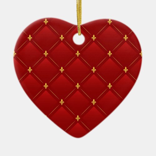 Red and Gold Art Nouveau Pattern Ceramic Ornament