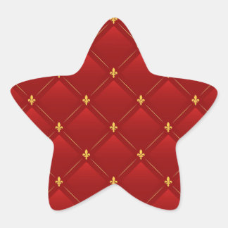 Red and Gold Art Nouveau Pattern Star Sticker