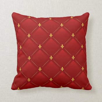 Red And Gold Art Nouveau Pattern Throw Pillow by Virginia5050 at Zazzle