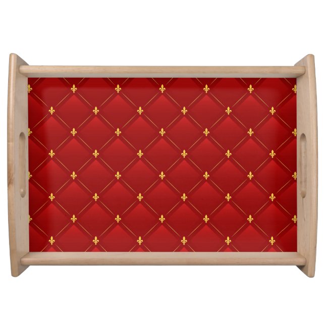 Red and Gold Art Nouveau Serving Tray (Front)