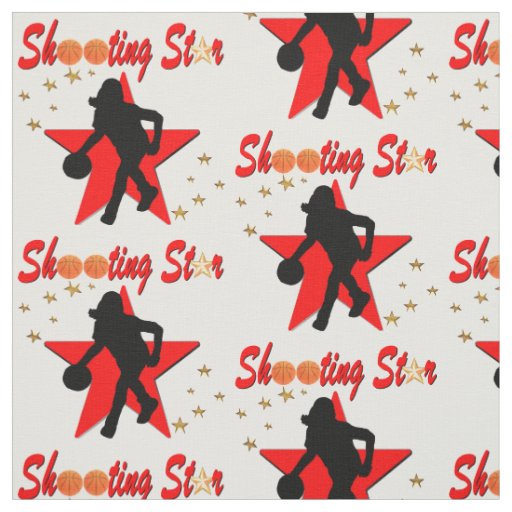 RED AND GOLD BASKETBALL SHOOTING STAR DESIGN FABRIC
