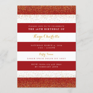 Red and Gold Birthday Invitation for Adult