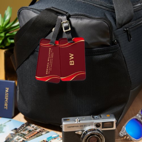 Red and Gold border on red Luggage Tag