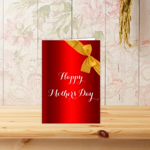 Red and Gold Bow Mothers Day Card