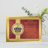 Red and Gold Boys Royal Baby Shower Invitation (Standing Front)
