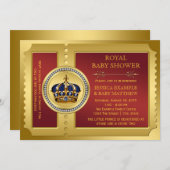Red and Gold Boys Royal Baby Shower Invitation (Front/Back)