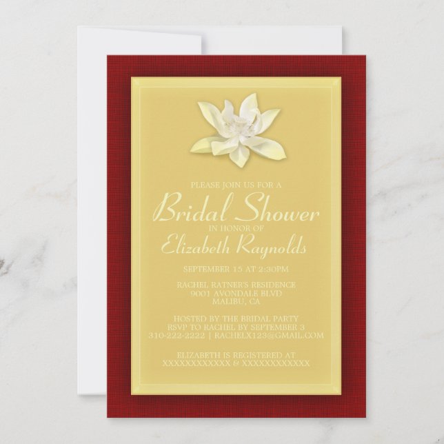 Red and Gold Bridal Shower Invitations (Front)