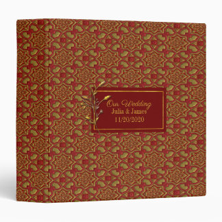 Red and Gold Brocade Wedding 3 Ring Binder