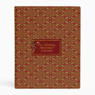 Red and Gold Brocade Wedding Mini Binder