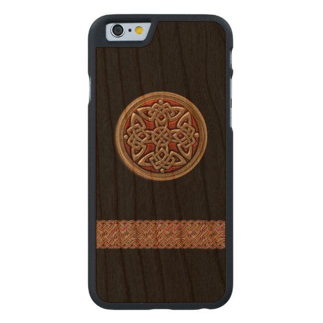 Red and Gold Celtic Knot Black Wood iPhone 6 Case (Back)
