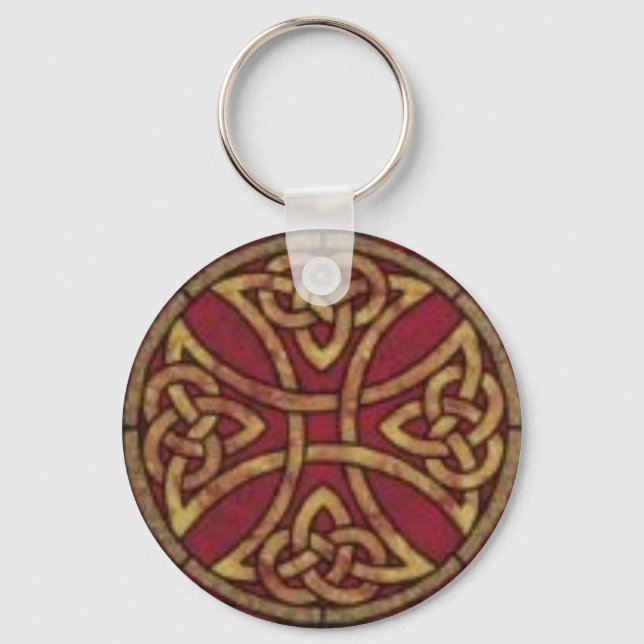 Red and Gold Celtic Knot Keychain (Front)