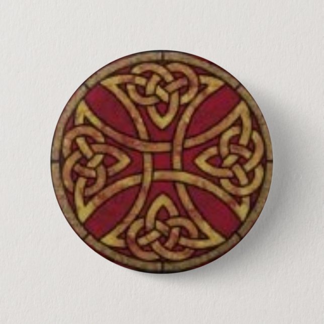 Red and Gold Celtic Knot Pinback Button (Front)