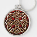 Red And Gold Celtic Shield Knot Keychain at Zazzle