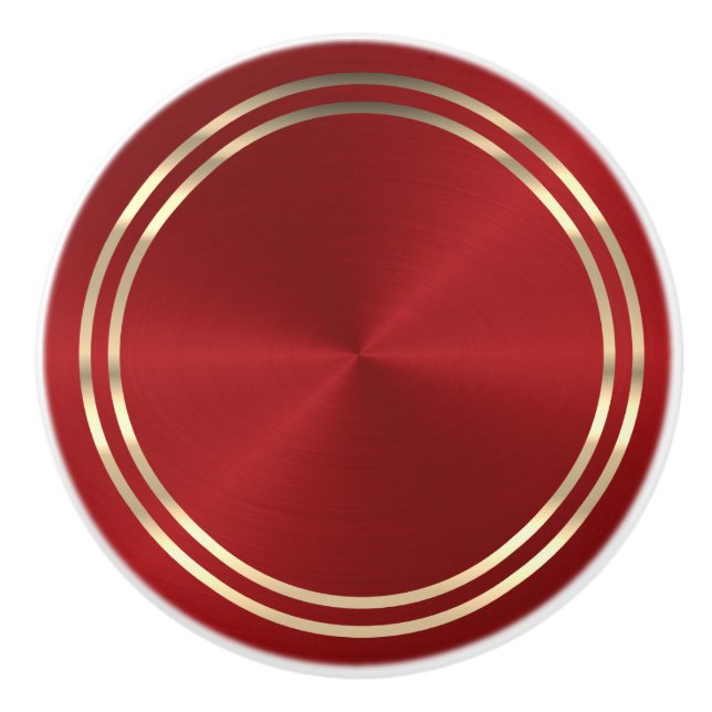 Red and Gold  Ceramic Knob (Front)