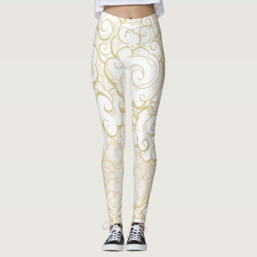 Red and Gold Chinese Dragon Illustration Leggings