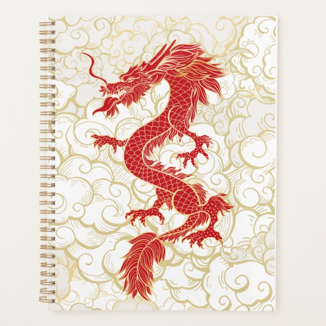 Red and Gold Chinese Dragon Illustration Planner (Front)