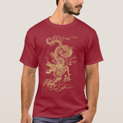 Red and Gold Chinese Dragon Unisex T_Shirt