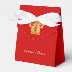 Red and Gold Chinese Love Birds Double Happiness Favor Boxes