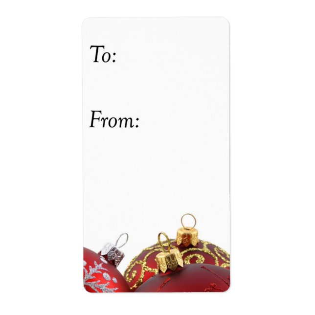 Red and Gold Chriistmas Ornaments Gift Tag (Front)