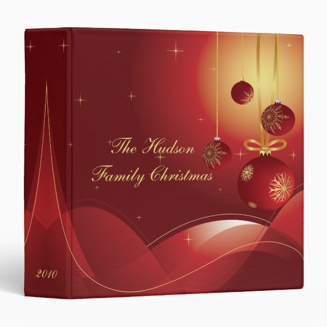 Red and Gold Christmas Album 3 Ring Binder (Front/Spine)