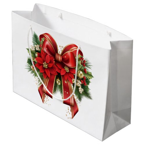 Red and Gold Christmas Bow Festive Large Gift Bag