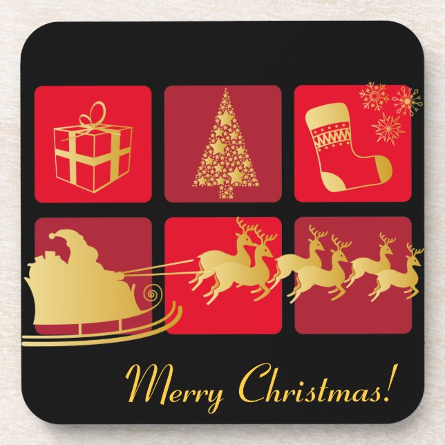 Red and Gold Christmas coaster (Front)