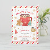 Red And Gold Christmas Cookies And Cocoa Birthday Invitation 