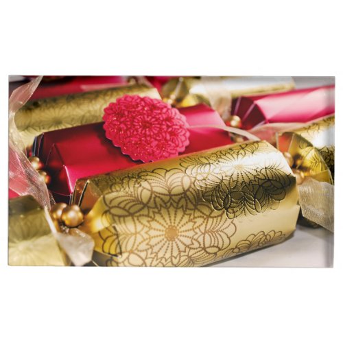 Red and Gold Christmas Crackers Place Card Holder