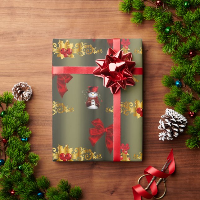 Red and Gold Christmas Decorations Wrapping Paper (Holiday Gift)