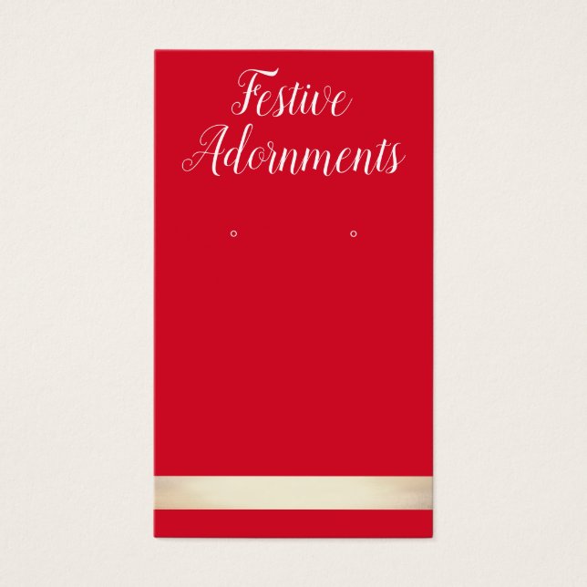 Red and Gold Christmas  Earring Display Card (Front)