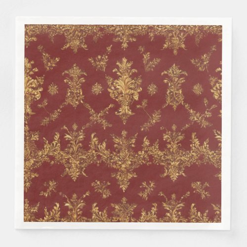 Red and Gold Christmas Elegance Paper Dinner Napkins