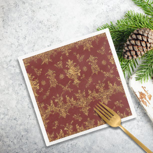 Red and Gold Christmas Elegance Paper Dinner Napkins