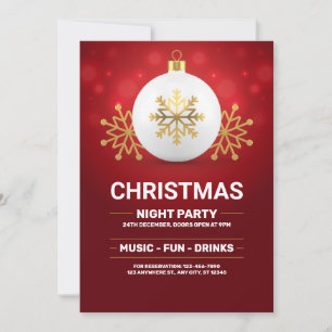 Red and Gold Christmas invitation, Christmas eve Invitation