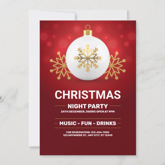 Red and Gold Christmas invitation, Christmas eve  Invitation (Front)