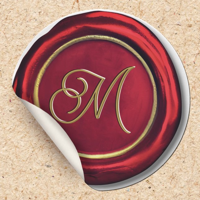  Red And Gold Christmas Monogram Wax Seal Stickers (Creator Uploaded)
