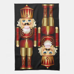 Red and Gold Christmas Nutcrackers Kitchen Towel