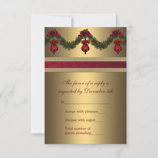 Red and Gold Christmas Party RSVP (Front)