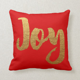 Red and Gold Christmas Pillow Joy
