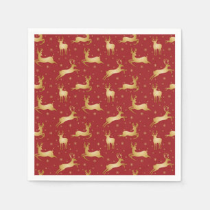 Red and gold Christmas reindeer Napkins