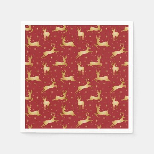 Red and gold Christmas reindeer Napkins