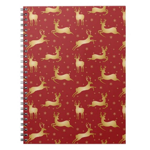 Red and gold Christmas reindeer Notebook