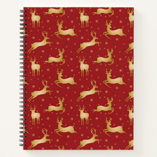 Red and gold Christmas reindeer Notebook