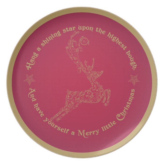 Red and Gold Christmas Reindeer Plate