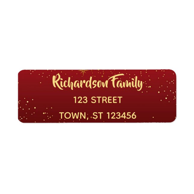 Red and gold Christmas Return Address Label (Front)