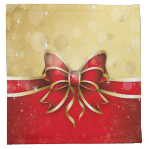 Red and Gold Christmas Ribbon Cloth Napkin