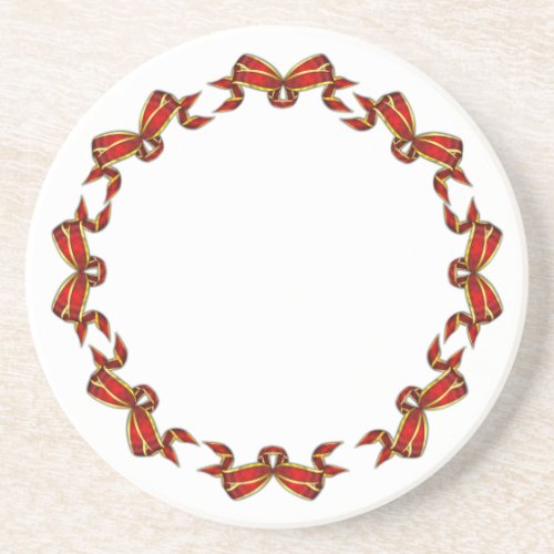 Red and Gold Christmas Ribbons Coaster