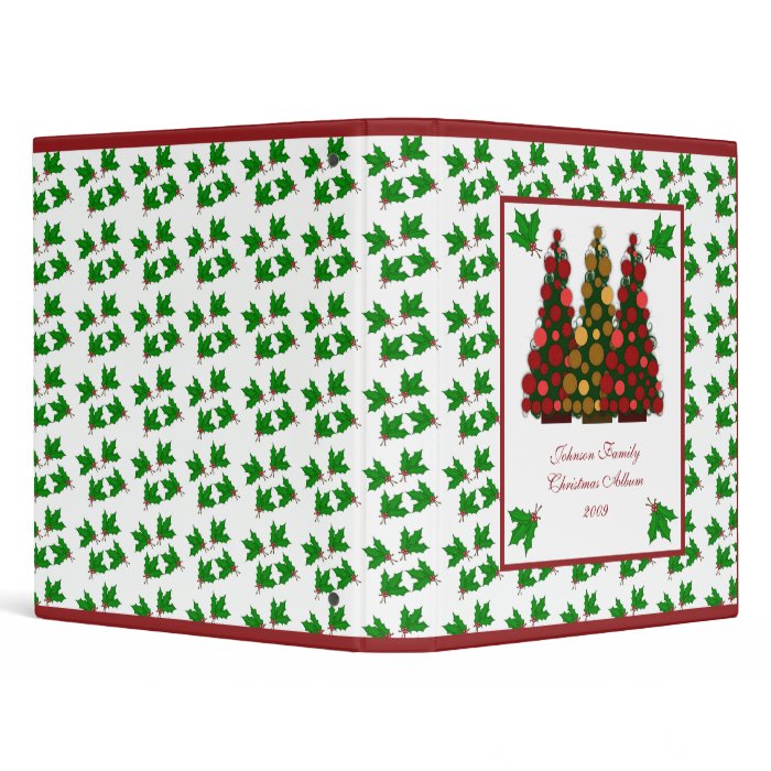 Red and Gold Christmas Tree and Holly Binder