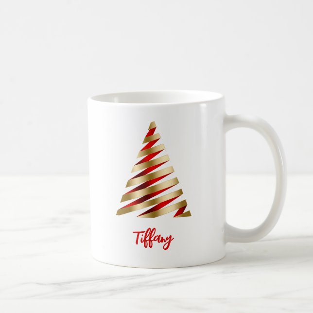 Red and Gold Christmas Tree  Coffee Mug (Right)