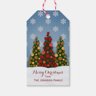 Red And Gold Christmas Tree Gift Tags