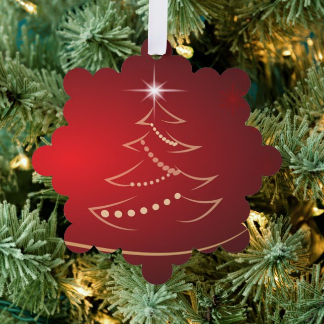 Red and Gold Christmas Tree Ornaments Card (Insitu (Tree))